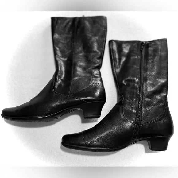 Bottes Cuir Genou Fermeture éclair Born - Taille 6.5 - Noir - Style équitation Avec Boucle